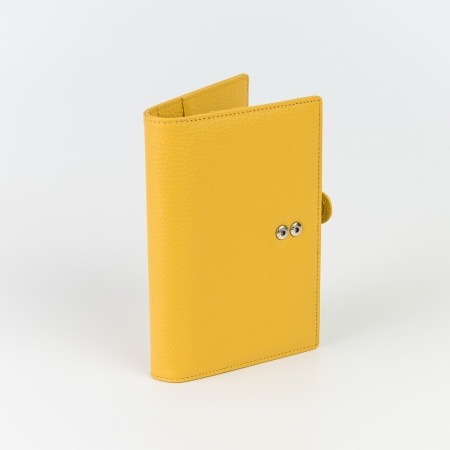 WT-Ringbuch Leder, gelb mit Lasche