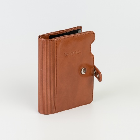 Ringbuch aus Leder WT-Format, braun, Lasche