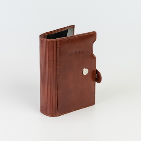 Ringbuch aus Leder WT-Format, braun, Lasche
