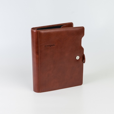 Ringbuch aus Leder A5, braun, Lasche