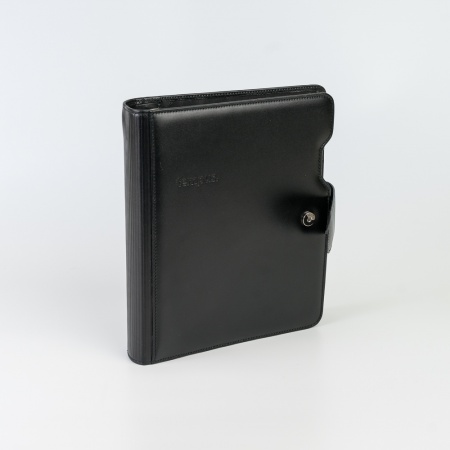 Ringbuch aus Leder A5, schwarz, Lasche